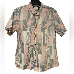 7 Diamonds Button Up Short Slv Shirt MENS Large Picasso Baby Reverse Print